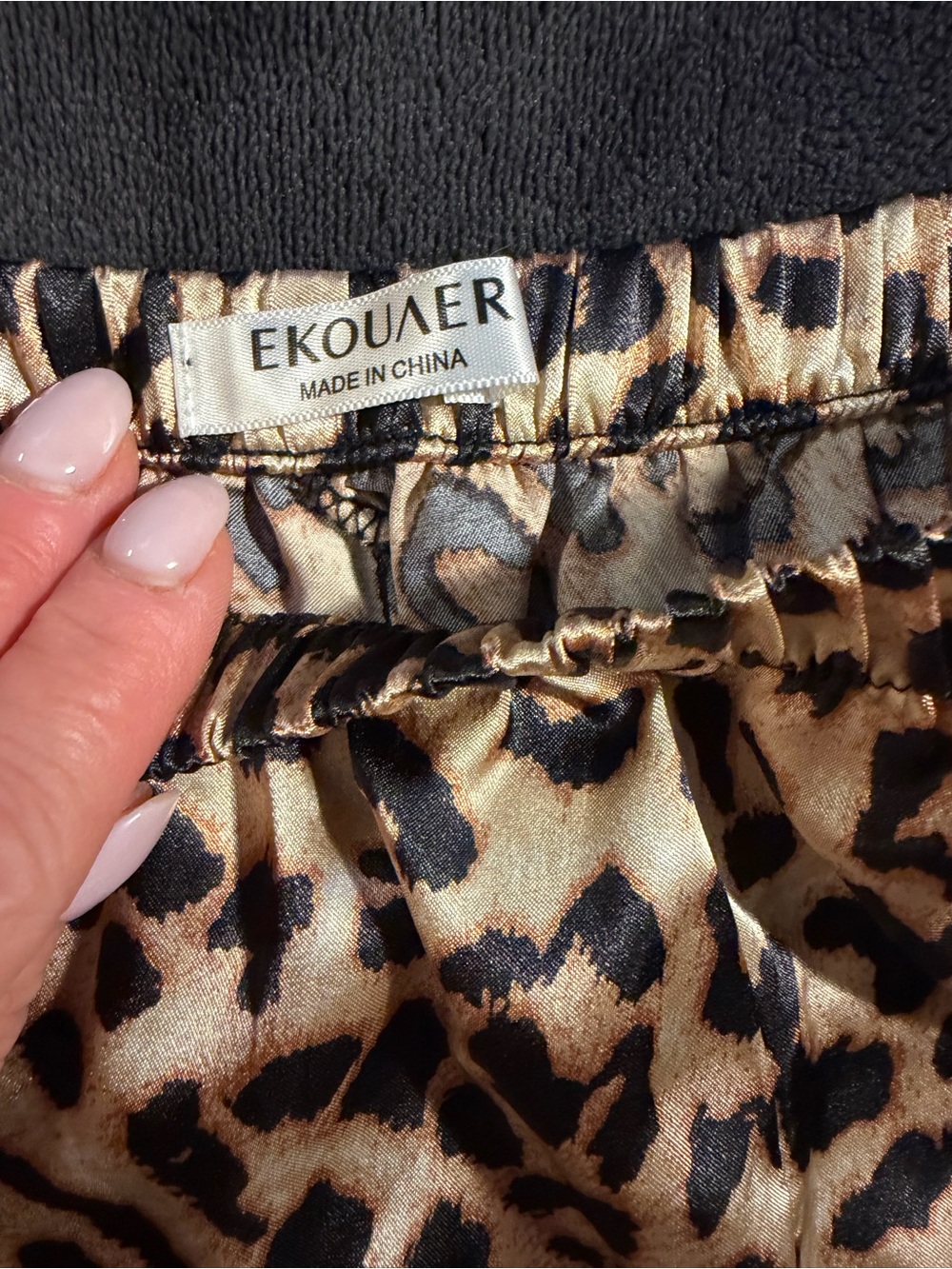 🐆EKOUAER Leopard Print Women Pajama Set - Tan & Black - Picture 4 of 11